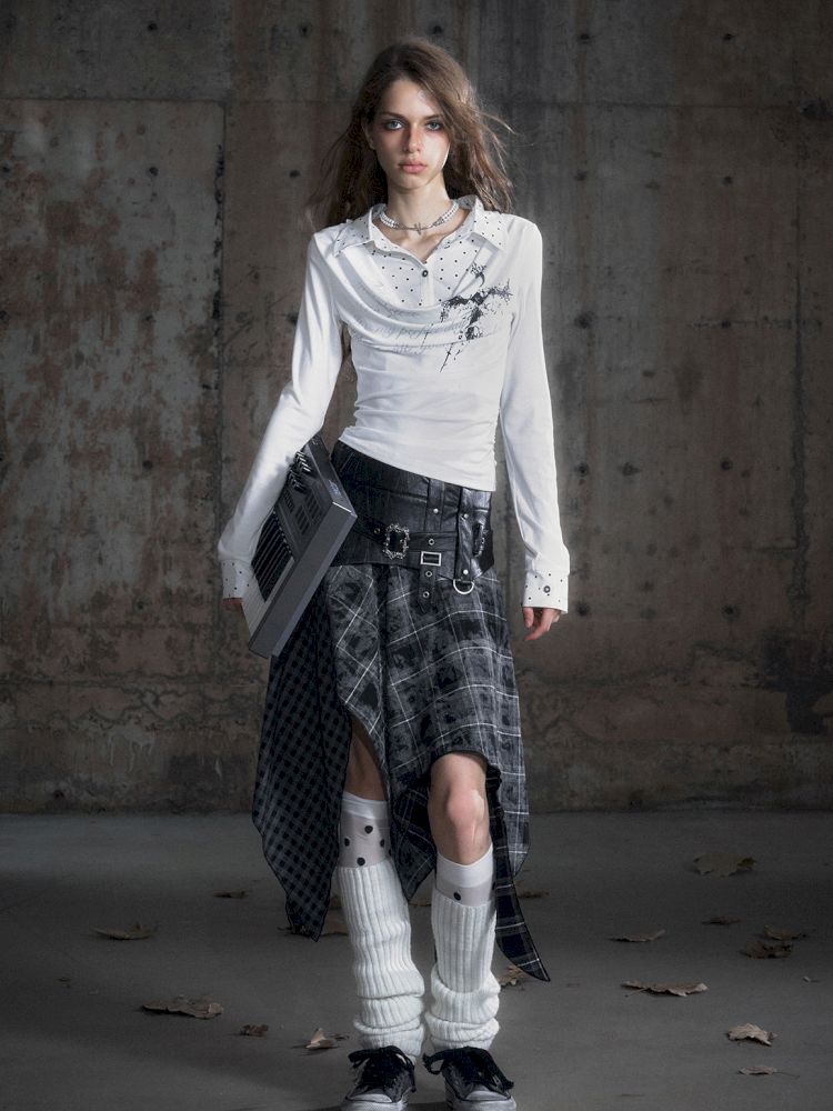 Punk splicing velvet bustier skirt【s0000013886】