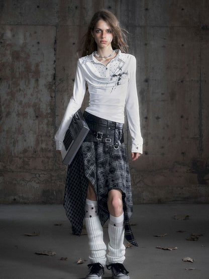 Punk splicing velvet bustier skirt【s0000013886】