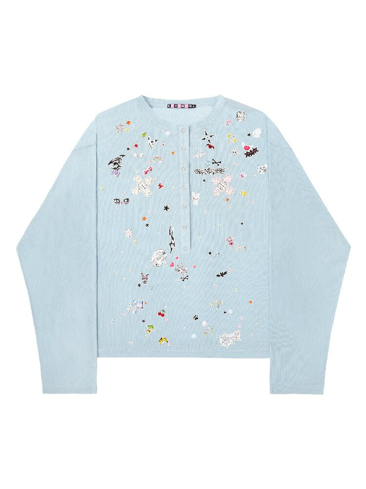 Sticker Print Open Front Top【s0000018734】