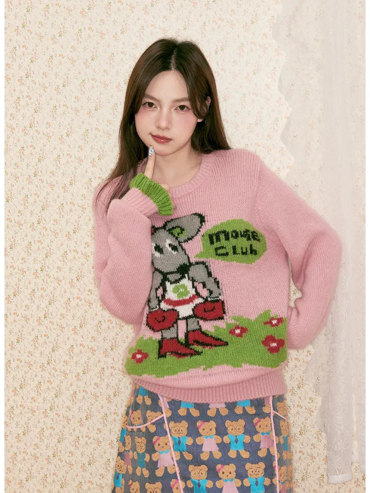 Pink Mouse Sweater Long Sleeve【s0000014140】