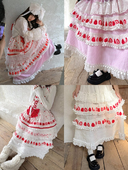Cake Print Cut-Out Lace Bow Skirt【s0000018542】
