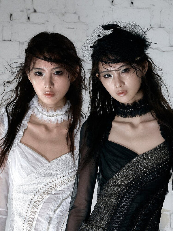 Court Pleated Lace Silk Scarf Waist【s0000016997】