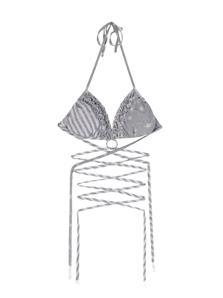 Ruffle Contrast Punk Street Bikini【s0000016930】