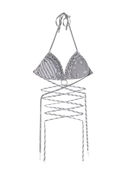 Ruffle Contrast Punk Street Bikini【s0000016930】