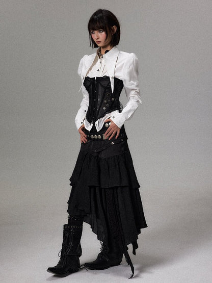 Dark Palace Mesh Fishbone Top【s0000018497】