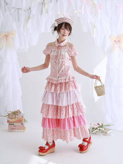 Pink Polka Dot Short Sleeve Shirt【s0000016555】