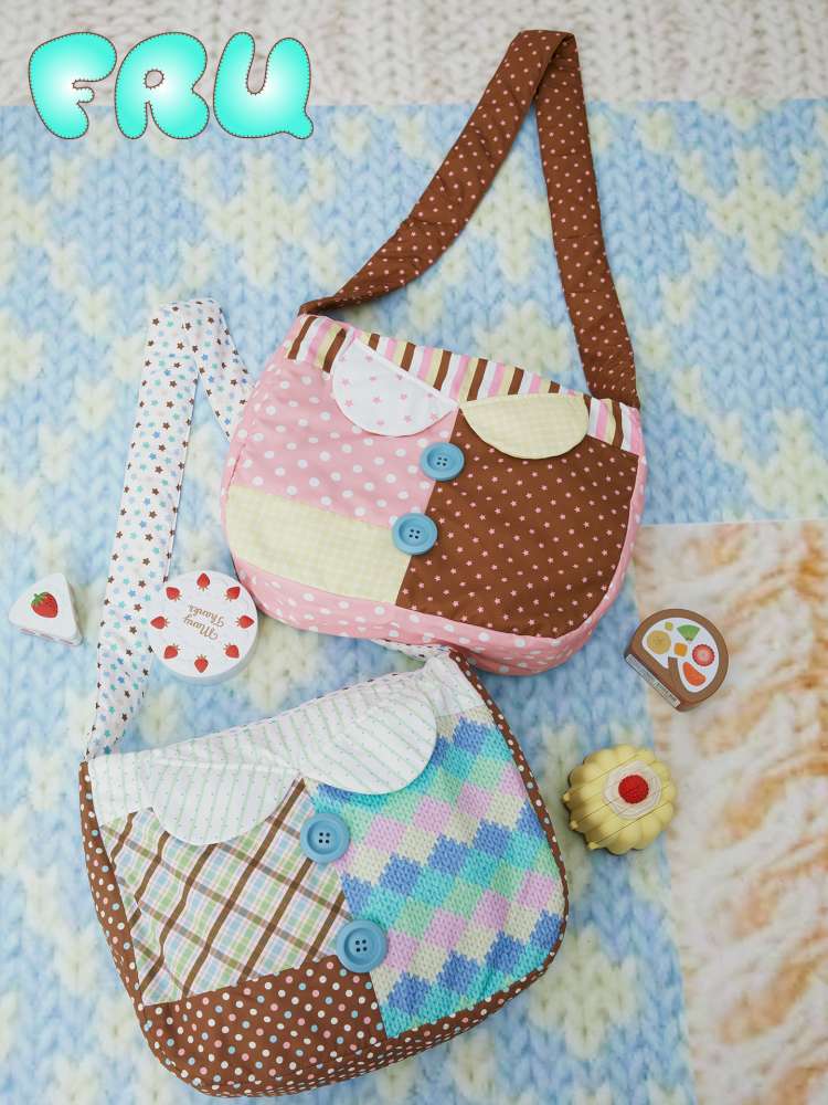Two-Color Print Cute Quilted Cotton Bag【s0000014853】