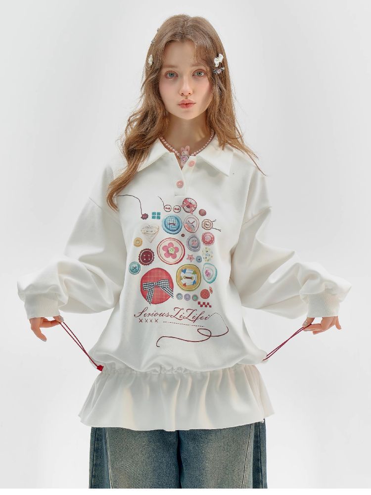 Polo Neck Waisted Sweatshirt Dress【s0000011516】