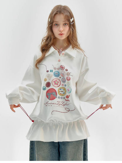 Polo Neck Waisted Sweatshirt Dress【s0000011516】