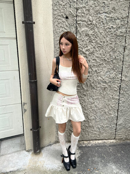 Vintage Pink Rhinestone Mini Skirt【s0000018289】