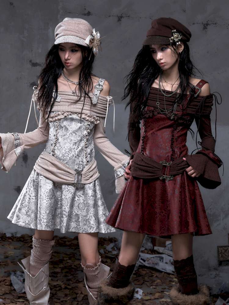 Vintage Punk Patchwork Knit Dress【s0000014651】