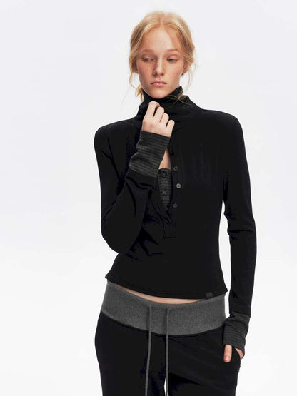 Comfortable Slim Henry Neck Knitted Top【s0000014878】