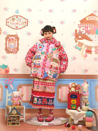 Red Pink White Duck Down Jacket【s0000015567】