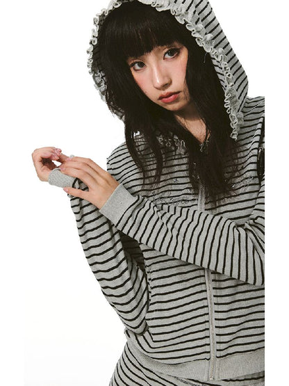 Striped Hooded Sweatshirt【s0000011417】