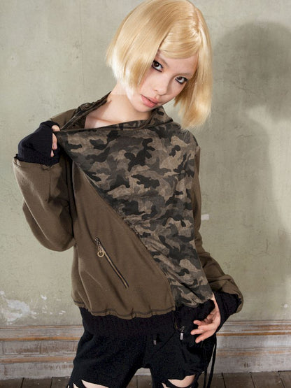 Camouflage Long Sleeve Spliced Sweatshirt【s0000009921】