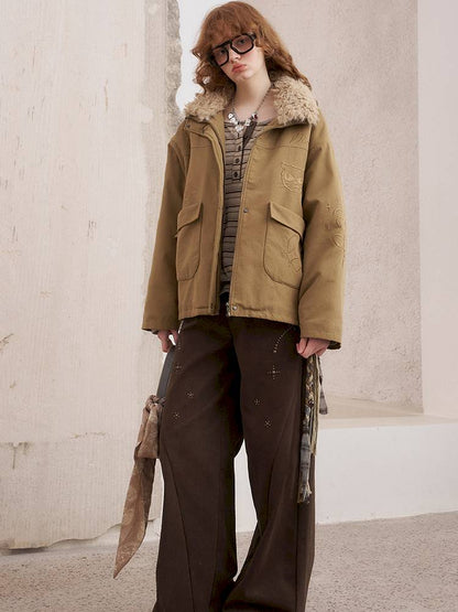 Imitation hot diamond straight loose trousers【s0000014385】