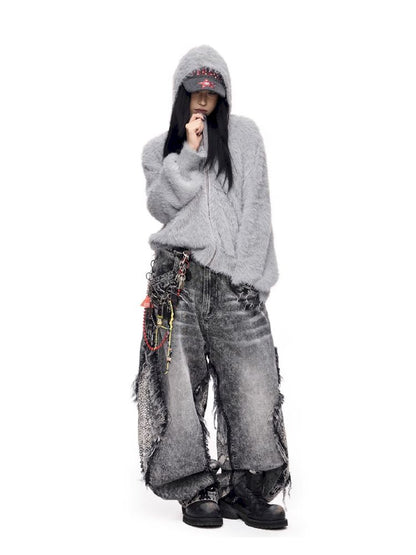 Raw Edge Snake Patchwork Pants【s0000011693】