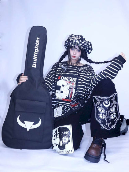 Punk Striped Fleece Sweatshirt【s0000014626】