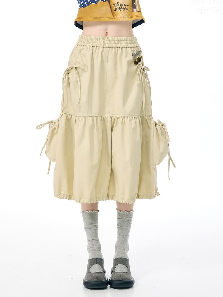 Pocket Drawstring Midi Skirt【s0000017888】