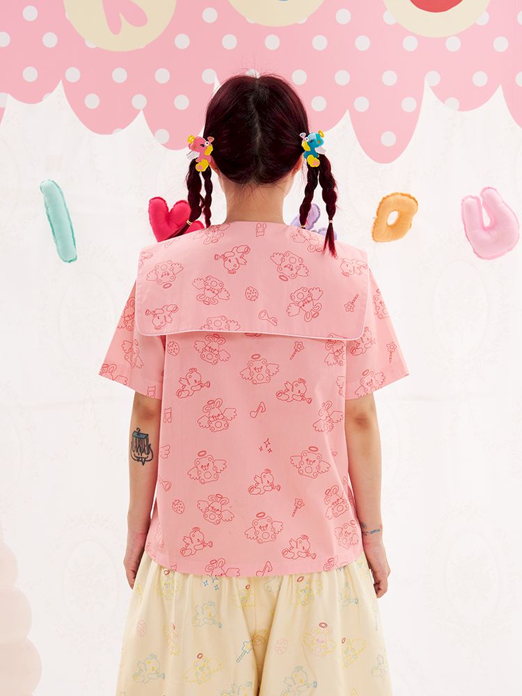 Animal Angel Bunny Collar Pink Shirt【s0000013190】