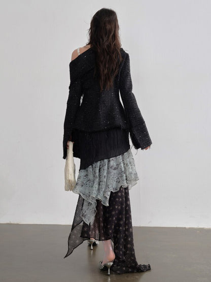 Leopard Print Splicing Chiffon Skirt【s0000015697】