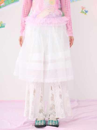 SpliceD Lace White Gauze Skirt [S0000009535]