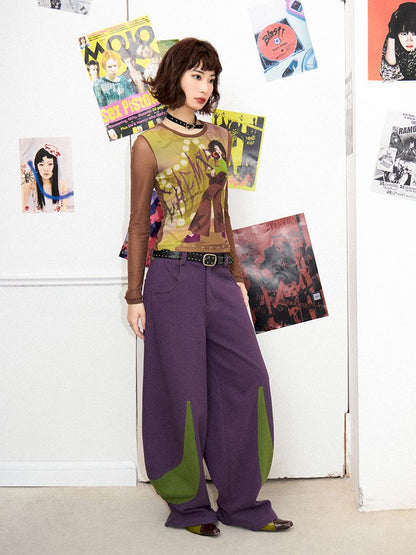 Digital Pattern Printed Long Sleeve T-Shirt【s0000011647】