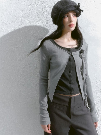 Round neck wool knit cardigan【s0000012139】