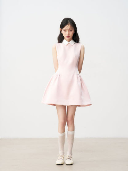 Pale Pink Glossy Satin Vest Dress【s0000011954】