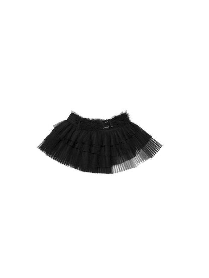 Irregular Multi-Layer Pleated Mesh Short Skirt【s0000011594】