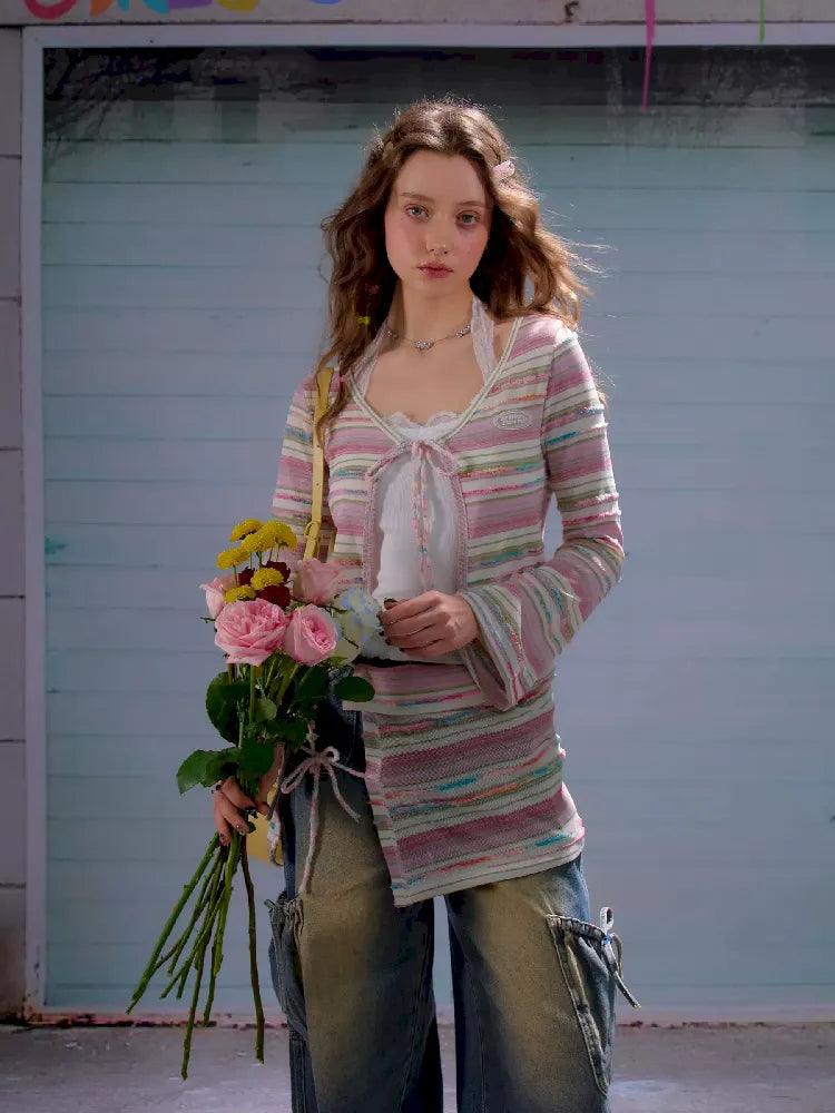 Stripe Long Sleeve Sunscreen Knitted Cardigan【s0000011683】