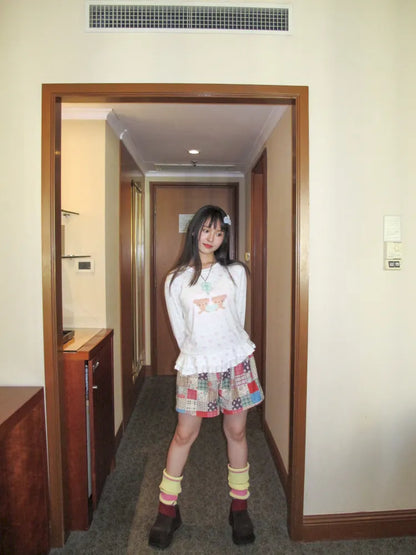 Bear Heart Lace Long-Sleeve T-Shirt【s0000014170】