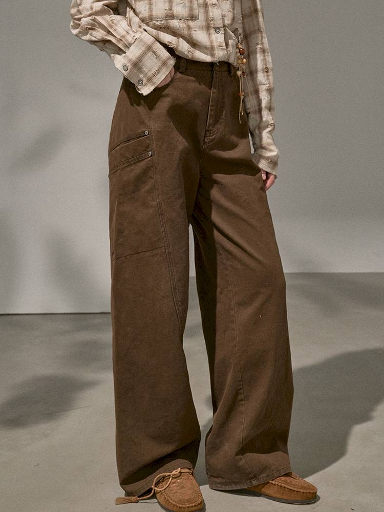 Split Side Pocket Riveted Washed Trousers【s0000014406】