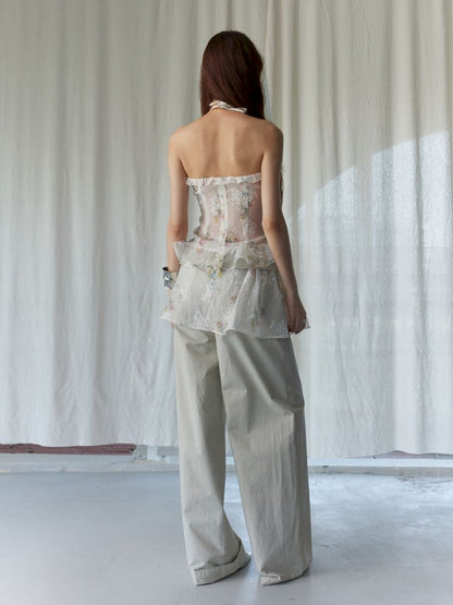 Floral Peplum Tank Sleeveless Top【s0000013222】