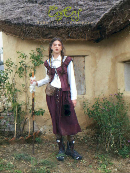 Button Vintage Polka Dot Chiffon Skirt【s0000014901】