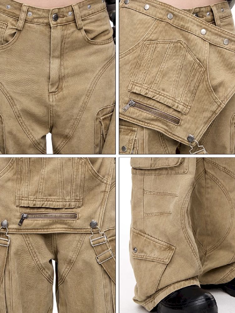 Multi-Pocket Workwear Bib Pants【s0000011364】