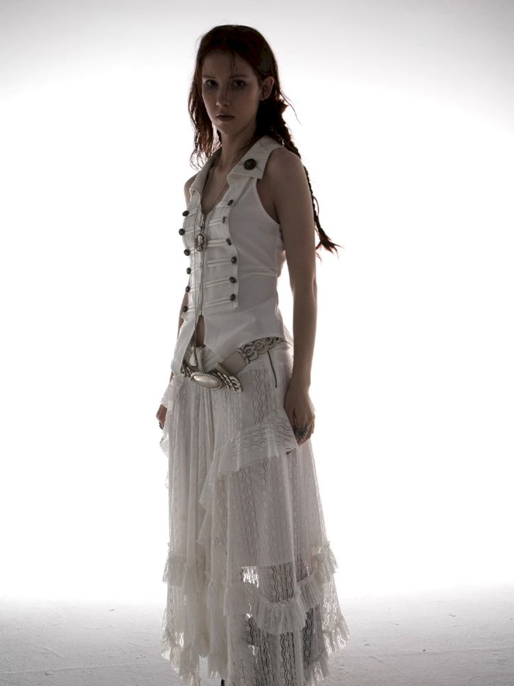 Slim-fit Waist-cinching Zipper Lapel Vest【s0000012707】