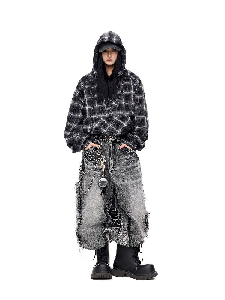 Raw Edge Snake Patchwork Pants【s0000011693】