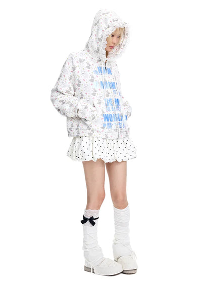 Print Lace-Trimmed Sweatshirt【s0000014094】