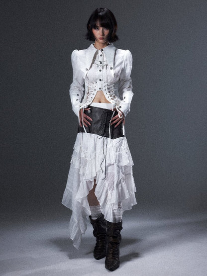 Romantic Punk Lace Patchwork Skirt【s0000018005】