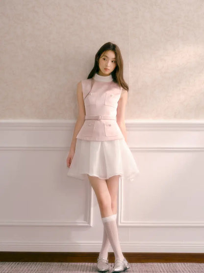 High-Neck Faux Two-Piece Dress【s0000014335】