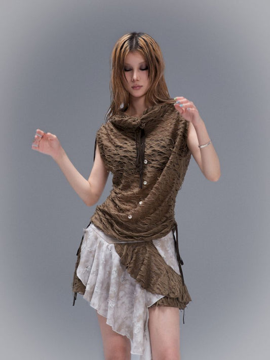 Irregular Hole Breaking Half Low Waist Skirt【s0000008465】