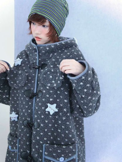 Old-fashioned Gray Horn Buckle Hooded Jacket【s0000014699】