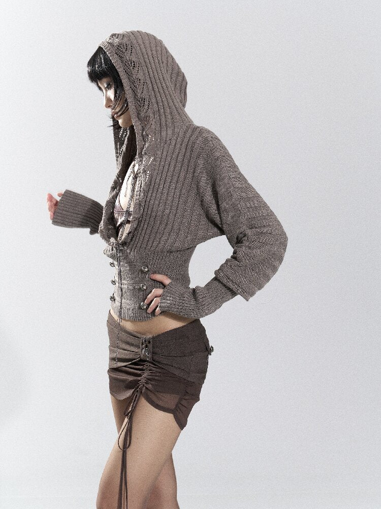 Vintage Hooded Knit Bat Sleeve Top【s0000018486】