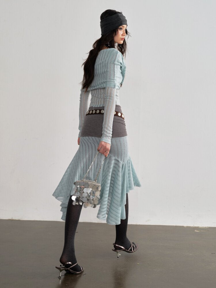 Mint Translucent Swing Collar Skirt【s0000015698】