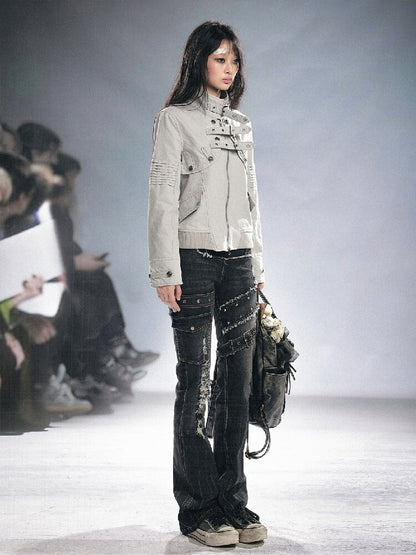 Splicing Hole Grunge Straight Jeans【s0000016284】