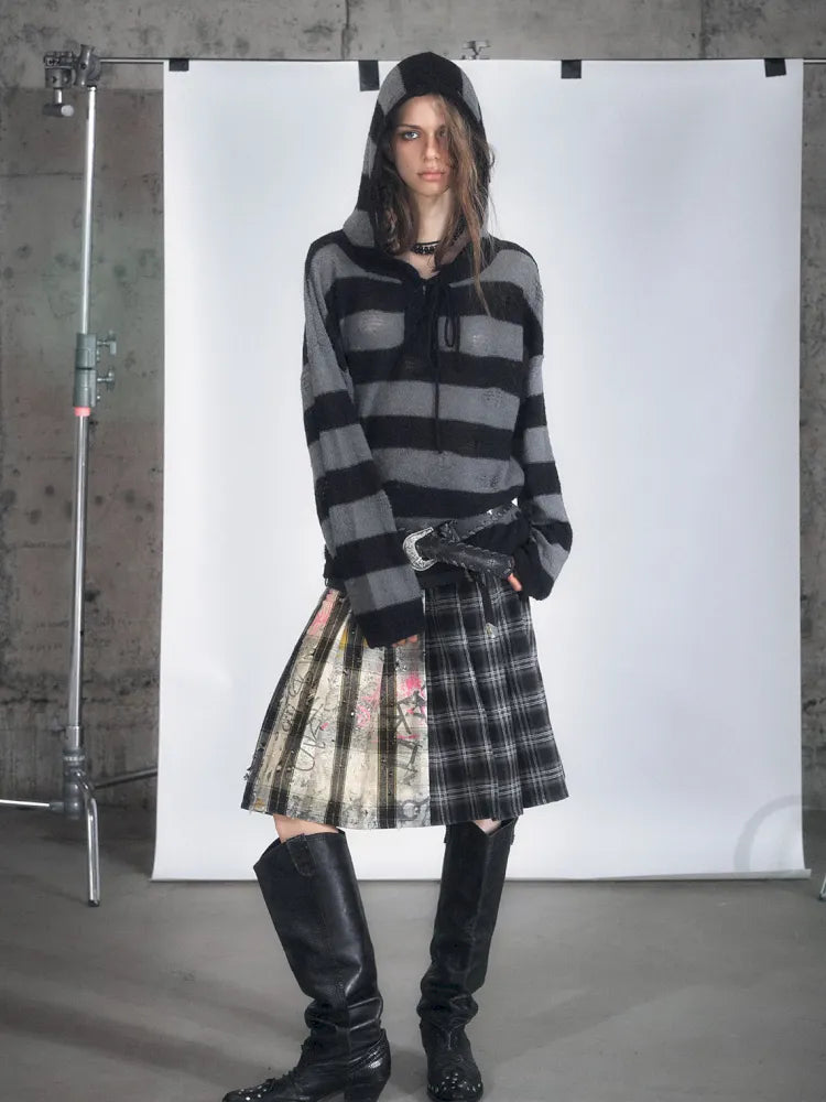 Checkered Belt Pleated Skirt【s0000013962】