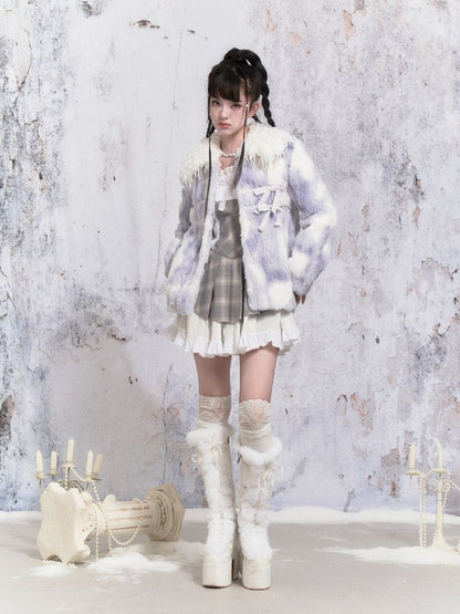 Tie-Dye Patchwork Rabbit Fur Coat【s0000005306】