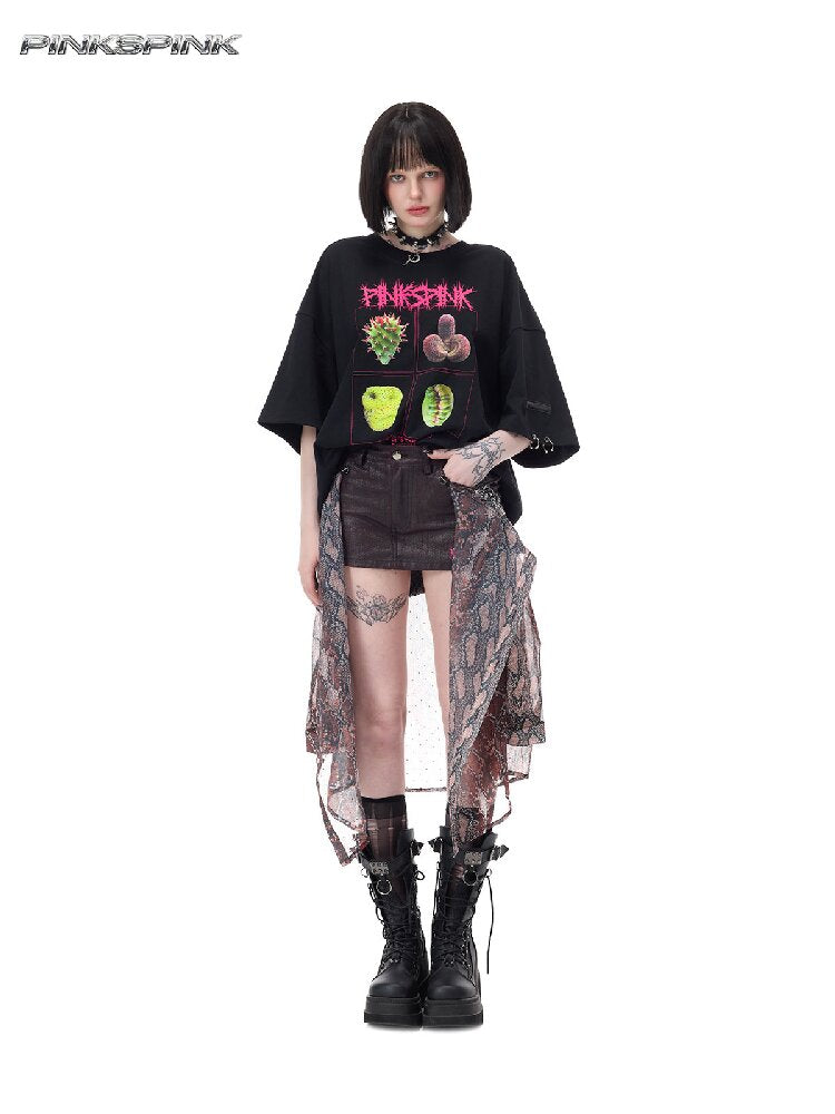 Plant Punk Graphic Loose T-Shirt【s0000017713】