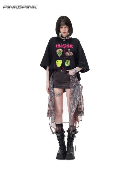 Plant Punk Graphic Loose T-Shirt【s0000017713】